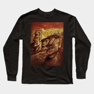 Easter Island Statues Grunge Long Sleeve T-Shirt